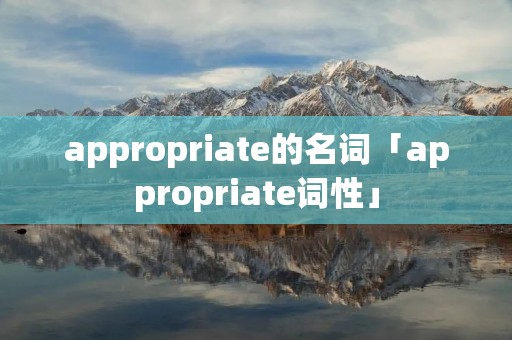 appropriate的名词「appropriate词性」