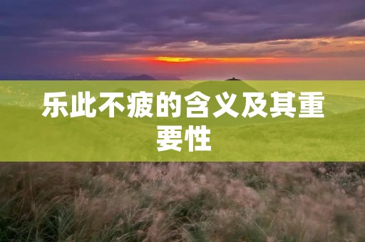 乐此不疲的含义及其重要性