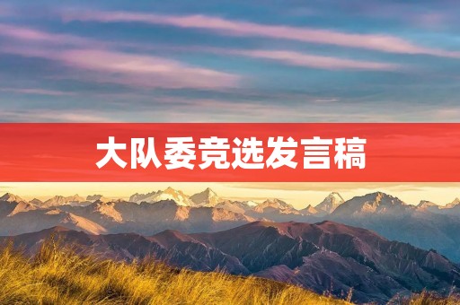 大队委竞选发言稿:我将成为你们的最佳选择