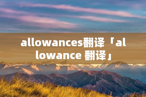allowances翻译「allowance 翻译」