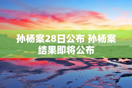 孙杨案28日公布 孙杨案结果即将公布
