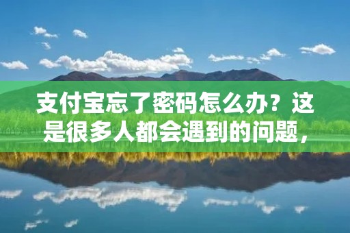 支付宝忘了密码怎么办?这是很多人都会遇到的问题,尤其是在使用支付宝时间较长的用户。如果您也遇到了这个问题,不要着急,下面我们将详细介绍支付宝忘记密码的解决方法。