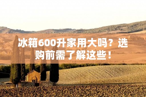 冰箱600升家用大吗？选购前需了解这些！