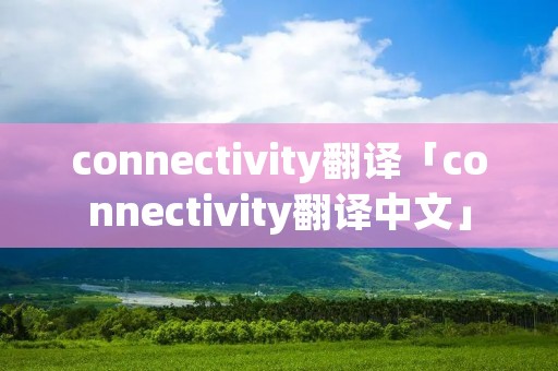 connectivity翻译「connectivity翻译中文」