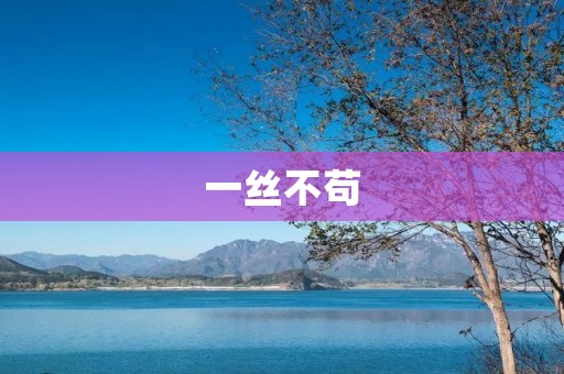 一丝不苟:做事要认真负责