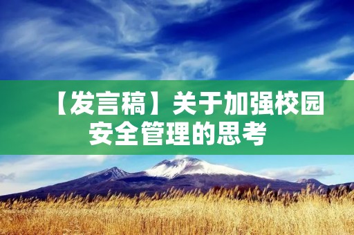 【发言稿】关于加强校园安全管理的思考