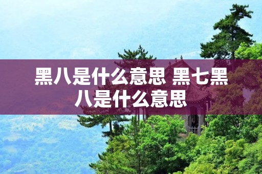 黑八是什么意思 黑七黑八是什么意思 黑八是什么意思 黑七黑八是什么意思