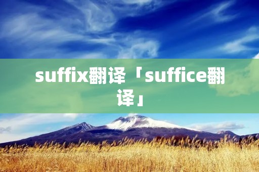 suffix翻译「suffice翻译」