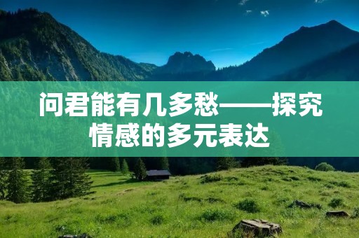 问君能有几多愁——探究情感的多元表达 问君能有几多愁——探究情感的多元表达