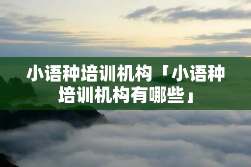 小语种培训机构「小语种培训机构有哪些」