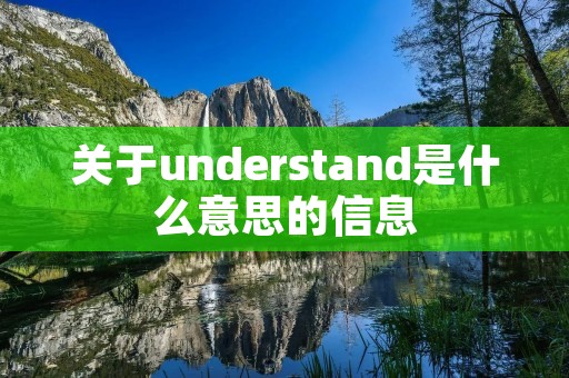关于understand是什么意思的信息