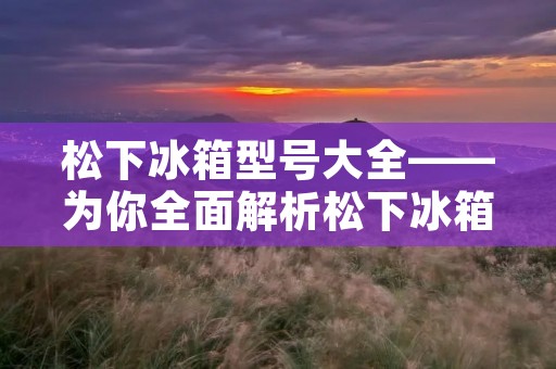 松下冰箱型号大全——为你全面解析松下冰箱的各种型号和特点