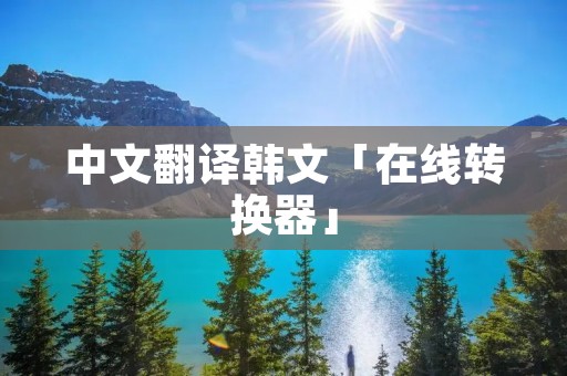 中文翻译韩文「在线转换器」