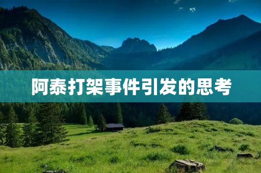 阿泰打架事件引发的思考