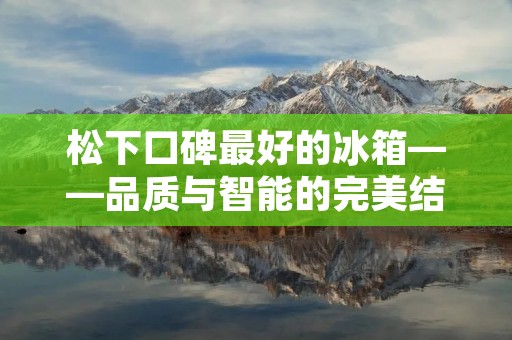 松下口碑最好的冰箱——品质与智能的完美结合