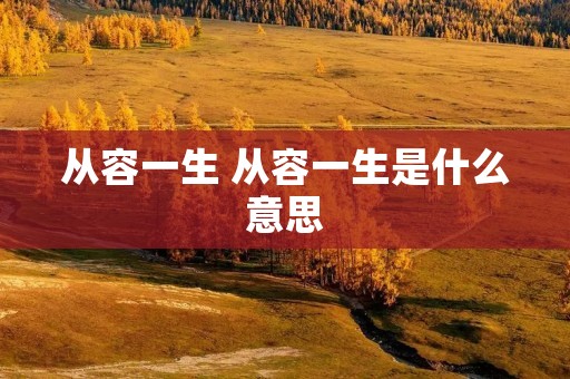 从容一生 从容一生是什么意思
