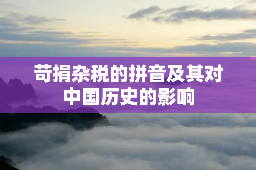 苛捐杂税的拼音及其对中国历史的影响