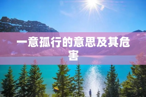 一意孤行的意思及其危害