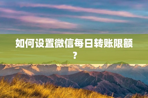 如何设置微信每日转账限额?