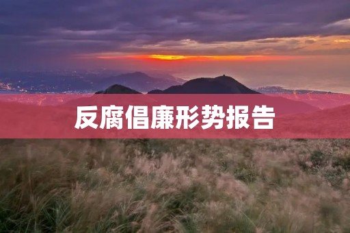 反腐倡廉形势报告:持续深入的反腐斗争