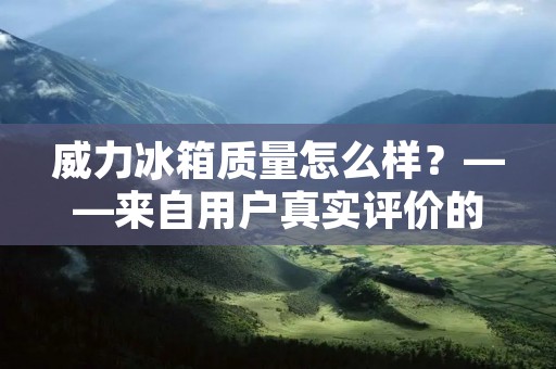 威力冰箱质量怎么样？——来自用户真实评价的解读