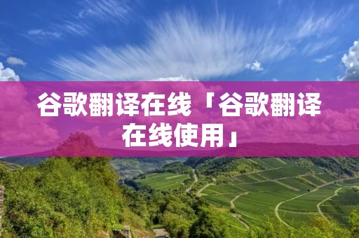 谷歌翻译在线「谷歌翻译在线使用」