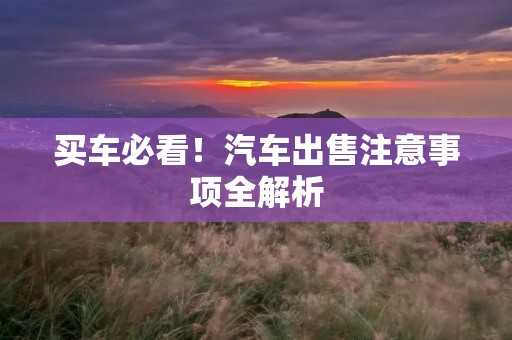 买车必看!汽车出售注意事项全解析 买车必看!汽车出售注意事项全解析