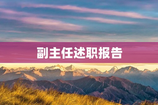 副主任述职报告:推动部门工作稳步发展