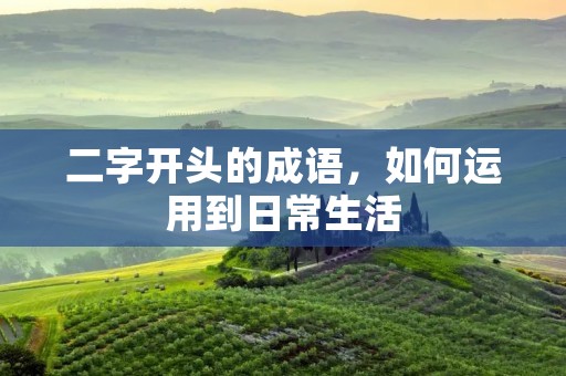 二字开头的成语，如何运用到日常生活