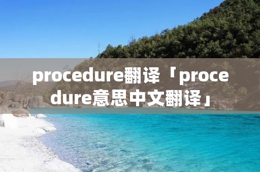 procedure翻译「procedure意思中文翻译」
