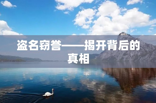 盗名窃誉——揭开背后的真相