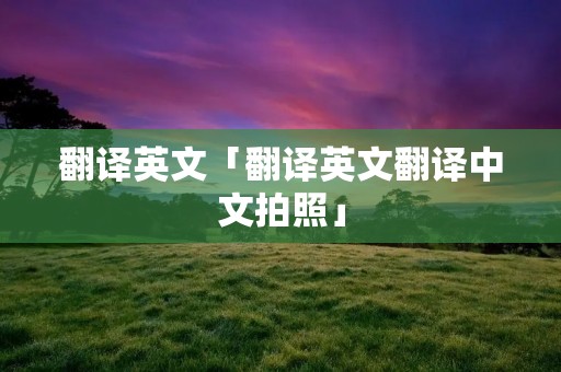 翻译英文「翻译英文翻译中文拍照」