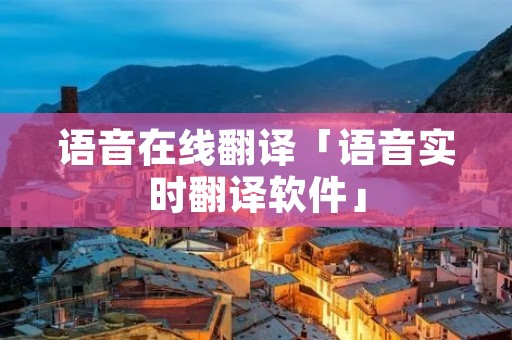 语音在线翻译「语音实时翻译软件」