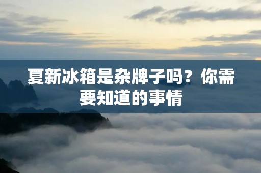夏新冰箱是杂牌子吗？你需要知道的事情