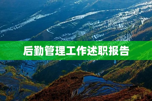 后勤管理工作述职报告