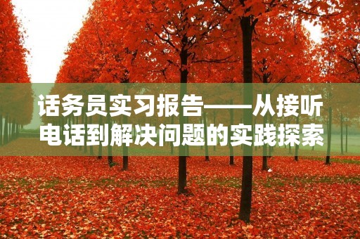 话务员实习报告——从接听电话到解决问题的实践探索