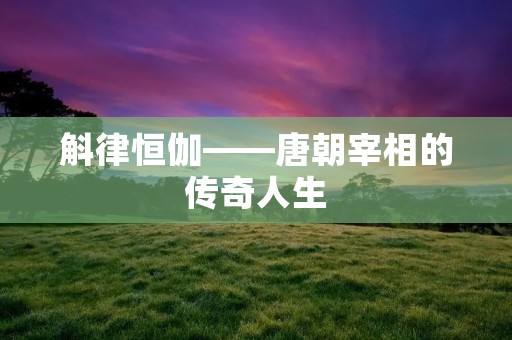 斛律恒伽——唐朝宰相的传奇人生 斛律恒伽——唐朝宰相的传奇人生