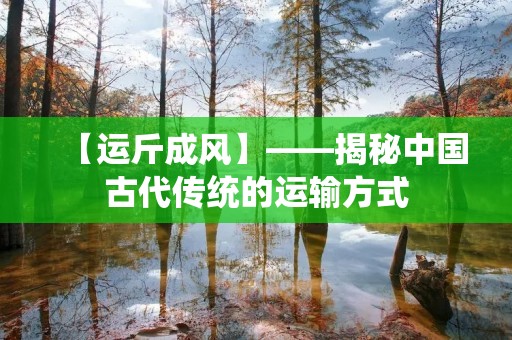 【运斤成风】——揭秘中国古代传统的运输方式