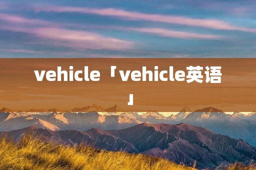vehicle「vehicle英语」