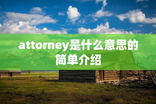 attorney是什么意思的简单介绍