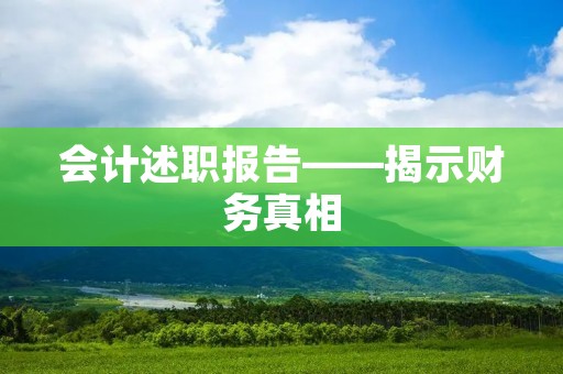 会计述职报告——揭示财务真相