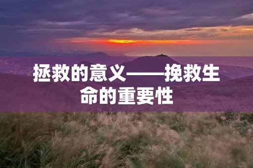 拯救的意义——挽救生命的重要性