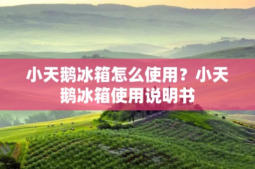 小天鹅冰箱怎么使用？小天鹅冰箱使用说明书