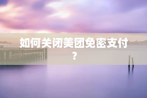 如何关闭美团免密支付？