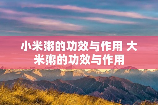 小米粥的功效与作用 大米粥的功效与作用