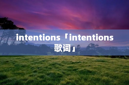 intentions「intentions歌词」