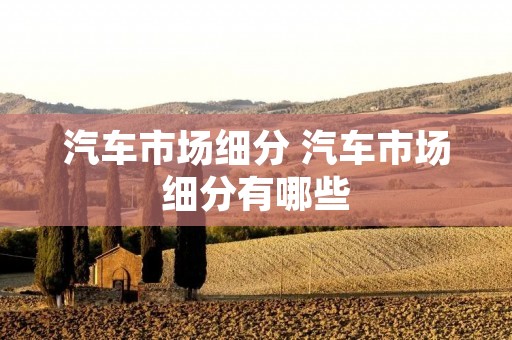 汽车市场细分 汽车市场细分有哪些