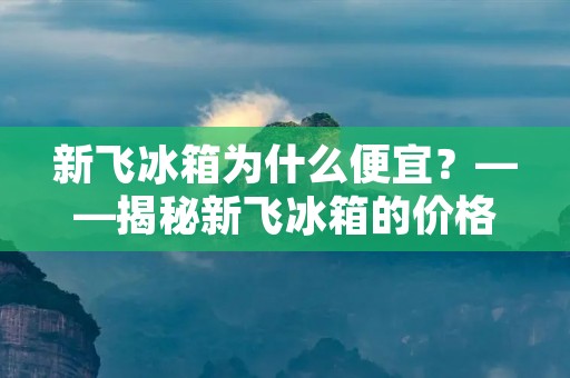 新飞冰箱为什么便宜?——揭秘新飞冰箱的价格背后的秘密
