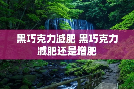黑巧克力减肥 黑巧克力减肥还是增肥