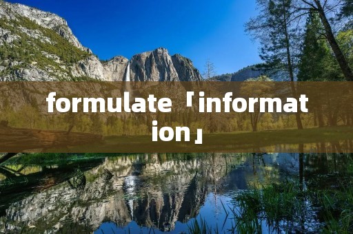 formulate「information」